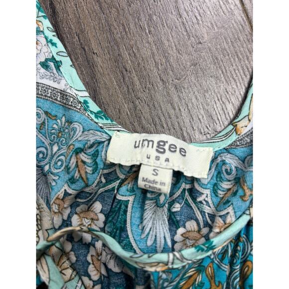 Umgee USA Women’s Small Boho Floral Peasant Blouse Top Long Sleeve Rayon - Picture 4 of 7